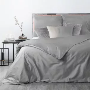 Pościel 160x200 cm gładka z makosatyny bawełnianej kolor jasnoszary DELIA Reina Line Eurofirany