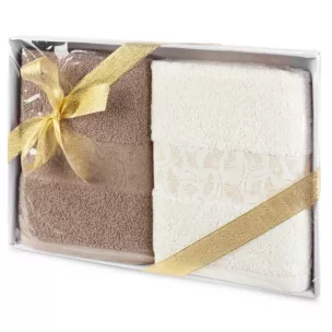 Zestaw ręczników bawełnianych 2 szt 50x90 cm kolor kremowy, beżowy 450 g/m2 BLINK Eurofirany