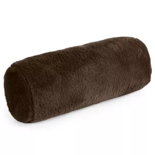 Poduszka wałek 15x45 cm ciemnobrązowa z miękkiej futrzanej tkaniny  NINA Eurofirany