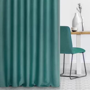 Zasłona szyta na taśmie fala turkusowa tkanina zaciemniająca, strukturalna typu dimout