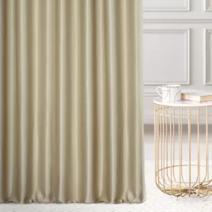 Zasłona szyta na taśmie fala oliwkowa z jednokolorowej gładkiej tkaniny