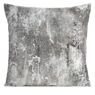 Poszewka na poduszkę 45x45 cm welwetowa zdobiona metalicznym wzorem grafitowa ESTER Eurofirany