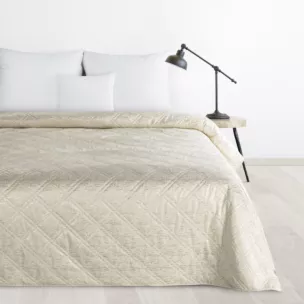 Narzuta welwetowa kremowa 220x240 cm pikowana metodą hot press w wzór karo LUIZ BLINK DESIGN 91 Eurofirany