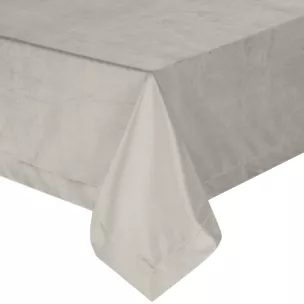 Obrus srebrny 140x220 cm welwetowy MELINDA z ozdobną listwą