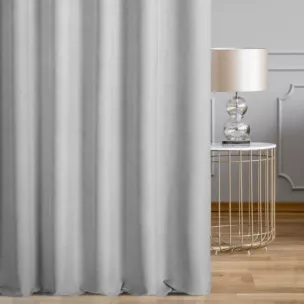 Zasłona szyta na taśmie fala jasnosrebrna z szenilowej tkaniny