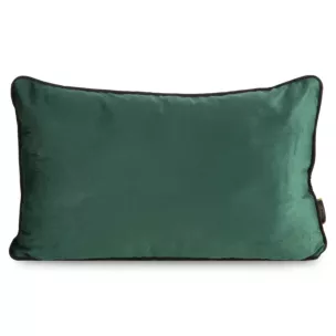 Poduszka 30 x 50 cm welwetowa ciemnozielona zdobiona kontrastującą wypustką na brzegach MELIA EUROFIRANY PREMIUM