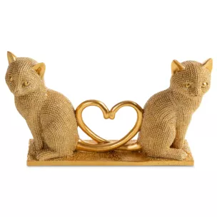 Figurka złota kot o drobnym strukturalnym wzorze 22x7x12 cm ELDO 2 Eurofirany