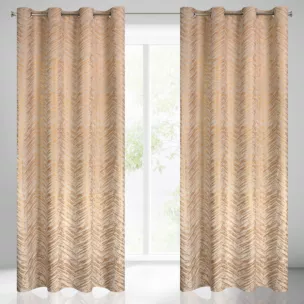 Zasłona kremowa z błyszczącym złotym nadrukiem z welwetu 140x250 cm przelotka SARA Eurofirany