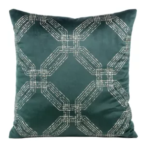 Poszewka na poduszkę 45x45 cm welwetowa z błyszczącym nadrukiem ciemnomiętowa BLINK 30 Eurofirany
