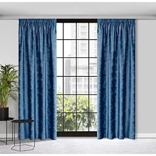 Zasłona niebieska z szampańską przecierką z welwetowej tkaniny 140x270 taśma ADRIA Eurofirany