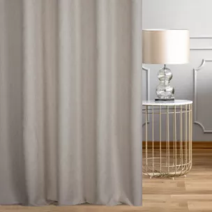 Zasłona szyta na flexach kremowa z tkaniny o naturalnym splocie i efektem melanżu, z dodatkiem nici metalicznej Italissima Eva Minge