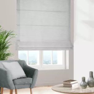 Roleta rzymska FIONA srebrna z dwustronnej tkaniny w paseczki z dodatkiem srebrnej nici