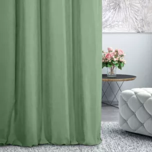 Zasłona szyta na taśmie fala DORA - HIT miętowa z miękkiej tkaniny o welurowej strukturze