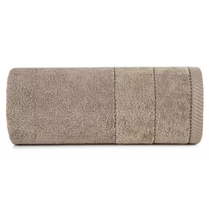 Ręcznik kąpielwoy 50x90 cm bawełniany kolor jasnobrązowy z welurową bordiurą 500 g/m2 ELZA Eurofirany