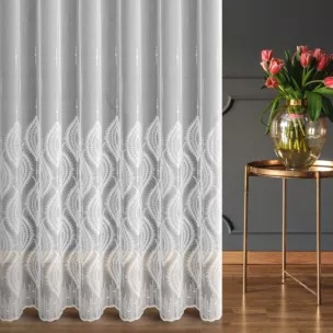 Firana szyta na tunelu naturalna z delikatnej tkaniny typu aden, wykończonej łańcuszkowym haftem Italissima Eva Minge