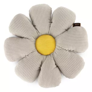 Poduszka w formie kwiatka 37 x 37 x 13 cm z sztruksu beżowo, żółta FLOWERS Eurofirany