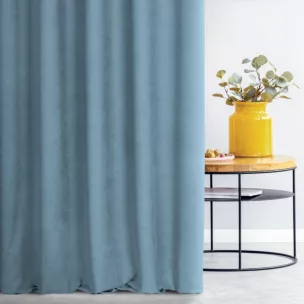 Zasłona szyta na taśmie fala ADESSA ciemnoniebieska z miękkiej tkaniny o welurowej strukturze