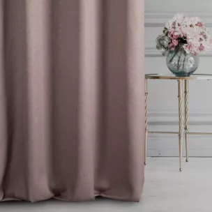Zasłona szyta na taśmie fala ALINE pudrowo różowa z tkaniny o naturalnym splocie z efektem melanżu