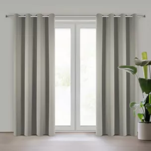 Zasłona ciemnobeżowa z gładkiej tkaniny zaciemniającej typu blackout 135x250 cm przelotka PARISA DESIGN 91 Eurofirany