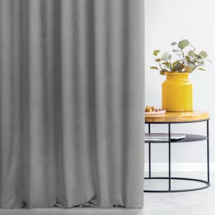 Zasłona szyta na taśmie fala ADESSA szara z miękkiej tkaniny o welurowej strukturze