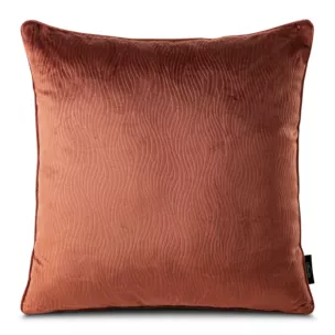 Poszewka na poduszkę 40x40 cm z miękkiego welwetu z falującym wytłaczanym wzorem ciemnopomarańczowa LILI Eurofirany