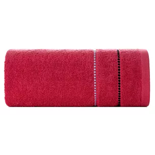 Ręcznik kąpielowy 50x90 cm bawełniany kolor czerwony z kontrastującymi paseczkami 500 g/m2 SUZI Eurofirany