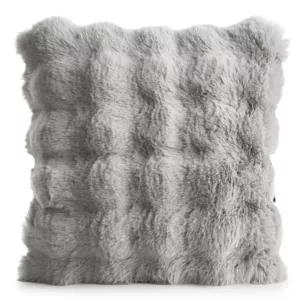 Poszewka na poduszkę 45x45 cm z futerka kolor srebrny zdobiona efektem 3D LILY Eurofirany