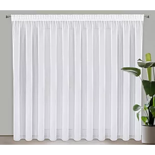 Firana biała z gładkiego mlecznego woalu wykończona szwem obciążającym VIOLET 500x230 cm taśma Eurofirany