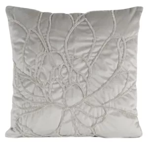 Poszewka na poduszkę 45x45 cm welwetowa zdobiona naszywanym wzorem srebrna SANDI Eurofirany