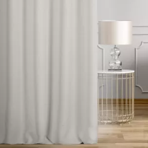 Zasłona szyta na taśmie fala jasnosrebrna z tkaniny o naturalnym splocie w stylu eko