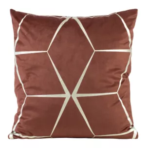 Poszewka na poduszkę 45x45 cm welwetowa z srebrnym nadrukiem geometrycznym bordowa BLINK 28 Eurofirany
