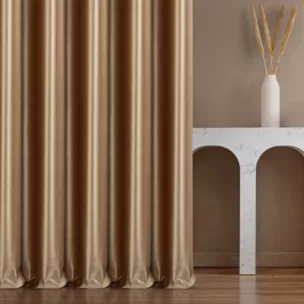 Zasłona szyta na tunelu złota z miękkiej półmatowej tkaniny welwetowej