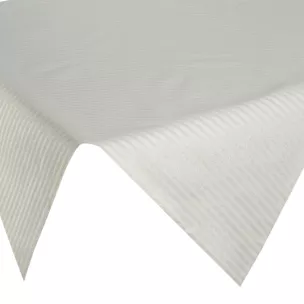 Obrus na stół naturalny 85x85 cm z żakardowej tkaniny FLASH świąteczny w prążki przetykane szampańską nicią