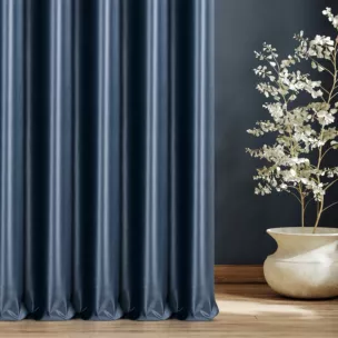Zasłona szyta na taśmie fala granatowa z miękkiej półmatowej tkaniny welwetowej