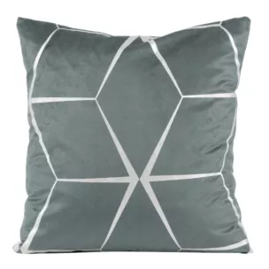 Poszewka na poduszkę 45x45 cm welwetowa z srebrnym nadrukiem geometrycznym srebrna BLINK 28 Eurofirany