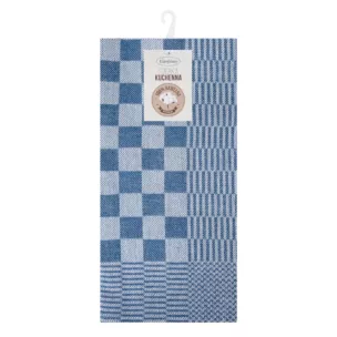 Komplet ściereczek kuchennych 2szt 50x70 cm bawełniany kolor niebieski zdobionych motywem szachownicy 200 g/m2 MAURO Eurofirany