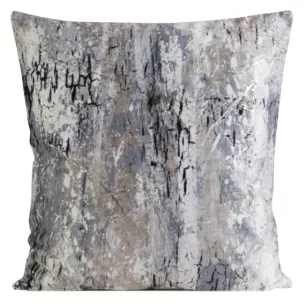 Poszewka na poduszkę 45x45 cm welwetowa z błyszczącym marmurowym wzorem stalowo, kremowa MALIA Eurofirany
