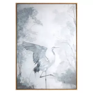 Obraz kremowo, jasnopopielaty ręcznie malowany na płótnie ptak 60x90 cm Eurofirany