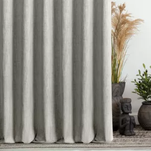 Zasłona szyta na taśmie fala beżowa z tkaniny o naturalnym splocie z efektem melanżu