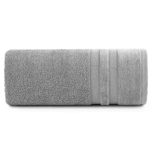 Ręcznik do rąk 30x50 cm bawełniany kolor srebrny z welwetową bordiurą w pasy 500 g/m2 PORTO Eurofirany