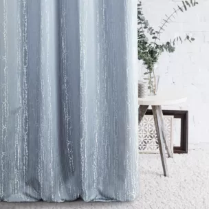 Zasłona szyta na taśmie fala BECKY niebieska w nieregularny marmurkowy wzór z lekkim połyskiem
