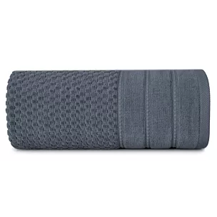 Ręcznik kąpielowy 50x90 cm bawełniany kolor stalowy z ozdobną bordiurą w paseczki 500 g/m2 ADORE Eurofirany