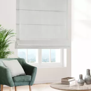 Roleta rzymska LUXOR jasnosrebrna z eleganckiej lśniącej tkaniny o drobnym splocie