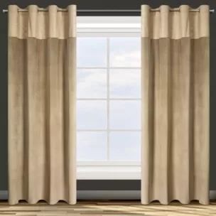 Zasłona beżowa z aplikacją z błyszczącego welwetu 140x250 cm przelotka AGNES Design 91 Eurofirany