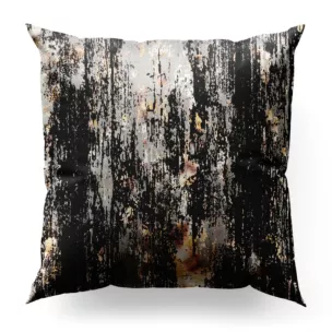 Poszewka szyta srebrno czarna z tkaniny welwetowej z metalicznym nadrukiem