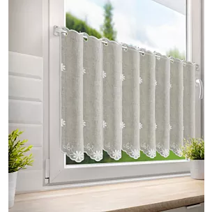 Tkanina firanowa zazdrostka zdobiona haftem kwiatów Eurofirany