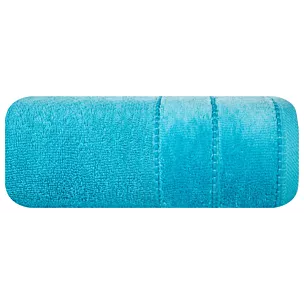 Ręcznik kąpielowy 50x90 cm bawełniany kolor turkusowy z welwetową bordiurą 500 g/m2 JESSI Eurofirany