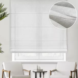 Roleta rzymska naturalna z delikatnej gładkiej etaminy, wykończonej obciążnikiem