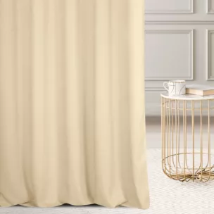 Zasłona szyta na taśmie fala kremowa z wodoodpornej tkaniny o welurowej strukturze