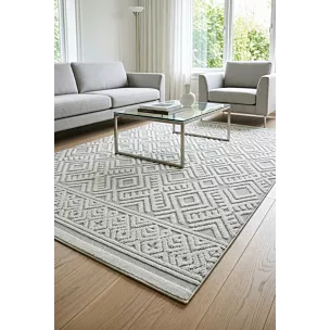 Dywan 80x150 cm jasnobeżowy zdobiony pętelkowym geometrycznym wzorem DIDAR7  Eurofirany